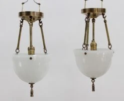 Pair Of Victorian Fluted Milk Glass Vestibule Pendant Lights 22 Pair Of Victorian Fluted Milk Glass Vestibule Pendant Lights -OGT Sale Store p261581a 08