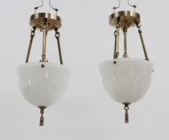 Pair Of Victorian Fluted Milk Glass Vestibule Pendant Lights 23 Pair Of Victorian Fluted Milk Glass Vestibule Pendant Lights -OGT Sale Store p261581a 09