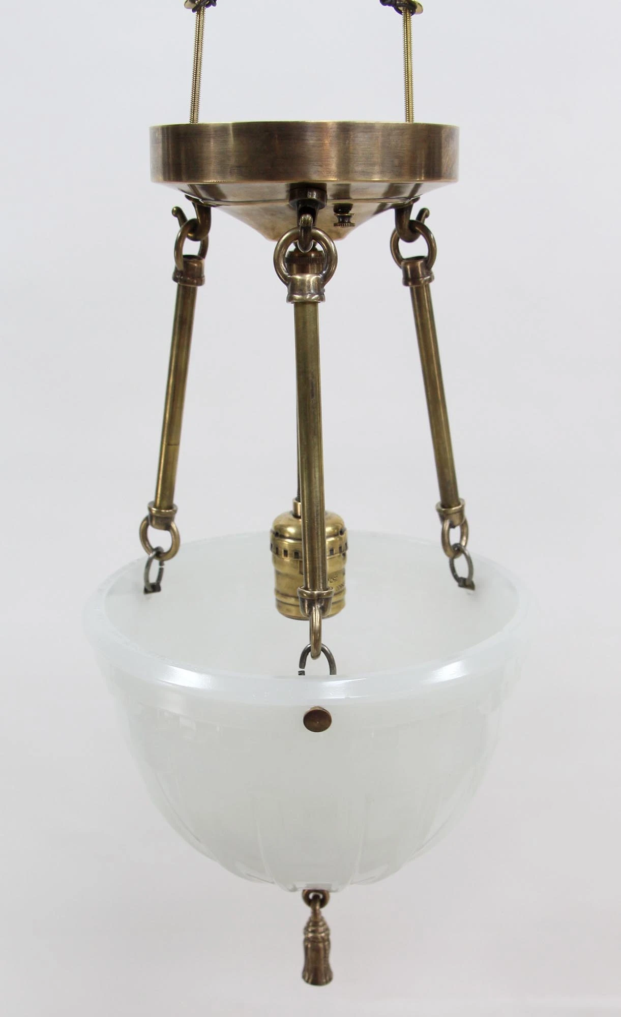 Pair Of Victorian Fluted Milk Glass Vestibule Pendant Lights 14 Pair Of Victorian Fluted Milk Glass Vestibule Pendant Lights - Image 12