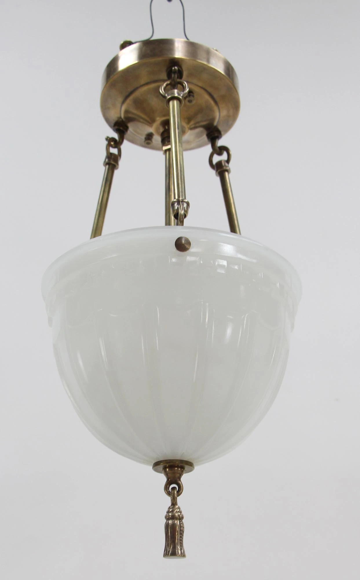 Pair Of Victorian Fluted Milk Glass Vestibule Pendant Lights 15 Pair Of Victorian Fluted Milk Glass Vestibule Pendant Lights - Image 13