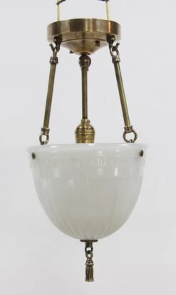 1910 Greek Key Milk Glass Pendant Light -OGT Sale Store p261581b 07