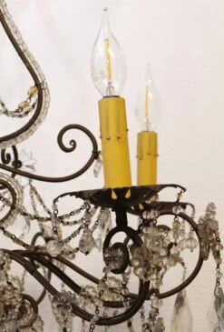 Victorian Wrought Iron & Crystal 5 Arm Chandelier -OGT Sale Store p261600 05