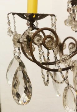 Victorian Wrought Iron & Crystal 5 Arm Chandelier -OGT Sale Store p261600 06