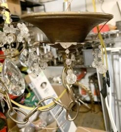 Victorian Wrought Iron & Crystal 5 Arm Chandelier -OGT Sale Store p261600 11