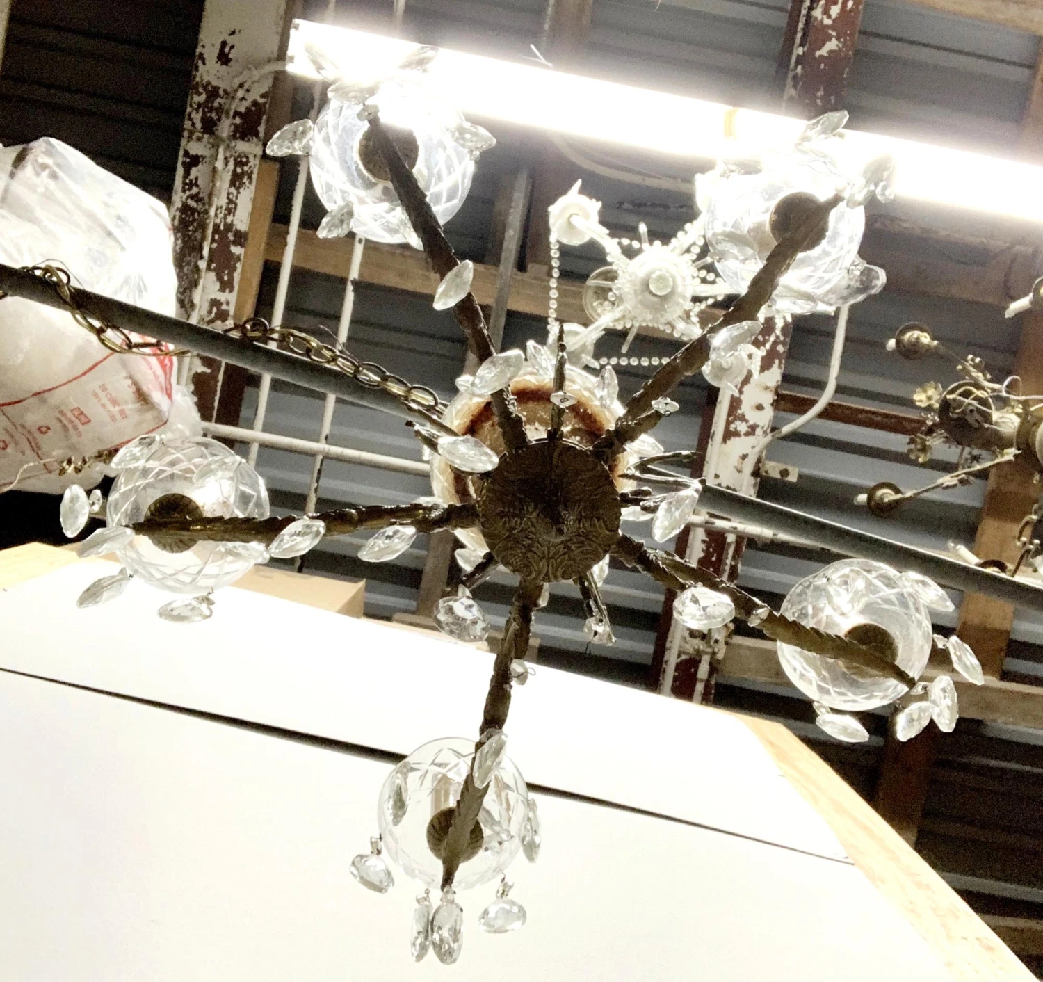 Petite Bronze & Crystal 5 Arm Spanish Chandelier 9 Petite Bronze & Crystal 5 Arm Spanish Chandelier - Image 7