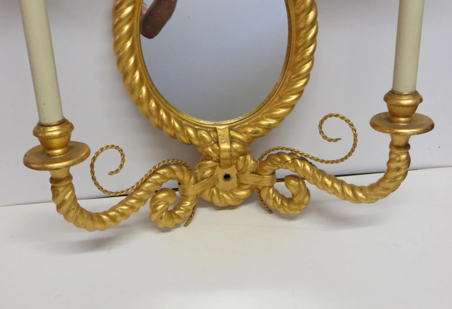 Oversized Double Arm Gilded Mirrored Wall Sconce 7 Oversized Double Arm Gilded Mirrored Wall Sconce - Image 5