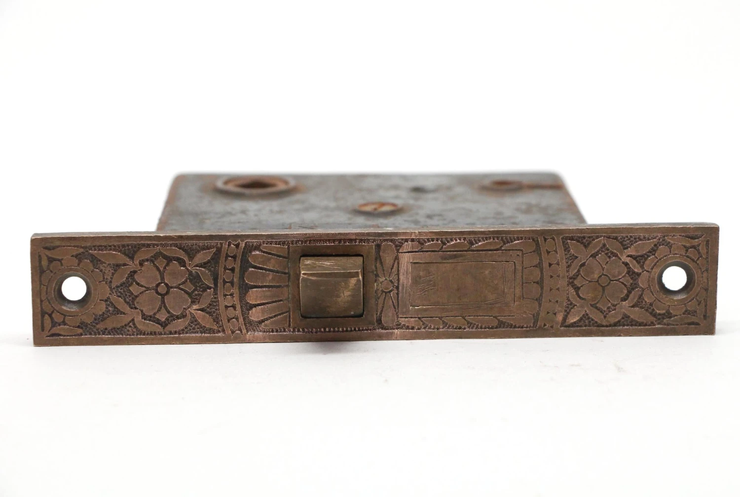 Antique Victorian Cast Iron Mortise Door Lock With Brass Face 6 Antique Victorian Cast Iron Mortise Door Lock With Brass Face - Image 4