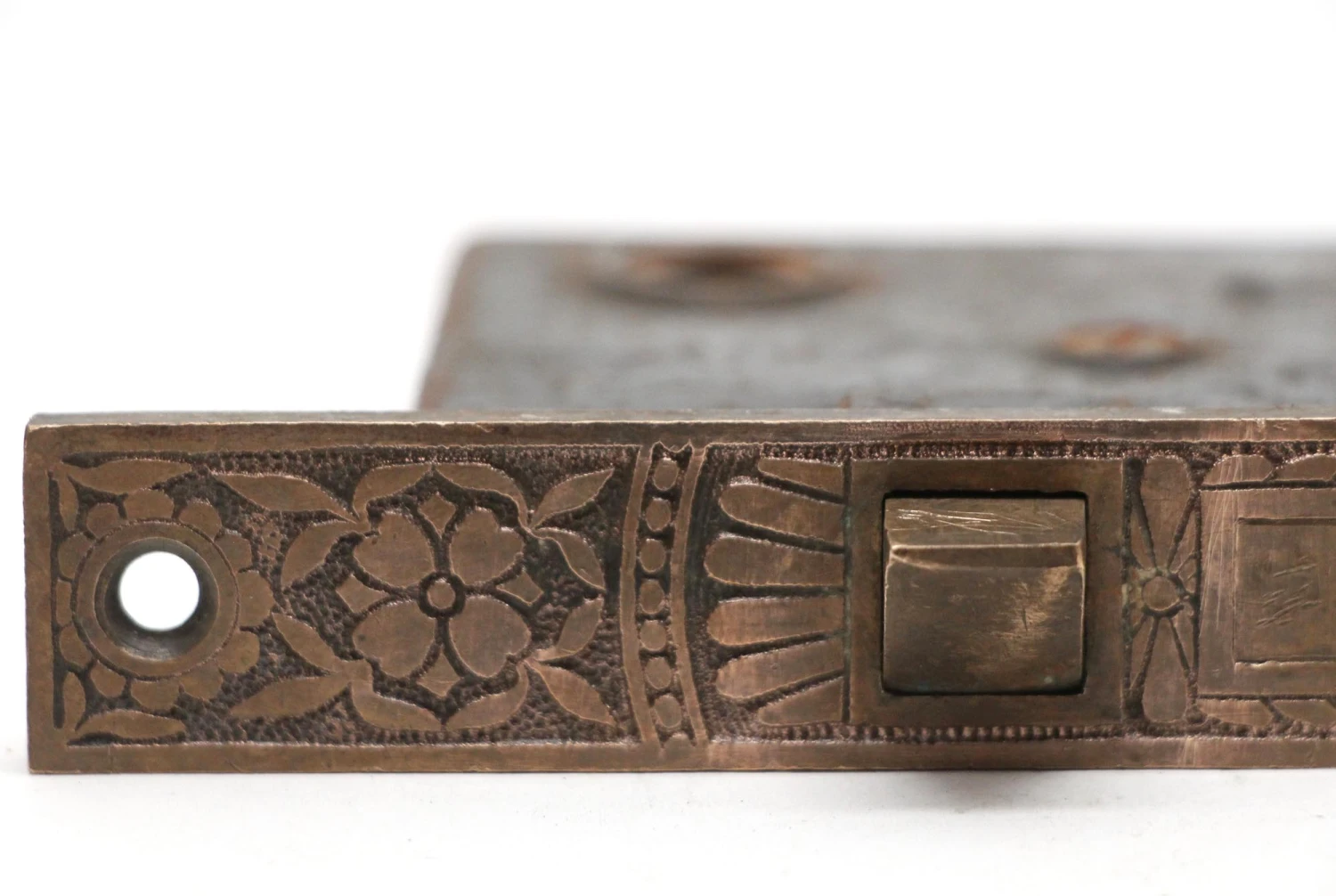 Antique Victorian Cast Iron Mortise Door Lock With Brass Face 7 Antique Victorian Cast Iron Mortise Door Lock With Brass Face - Image 5