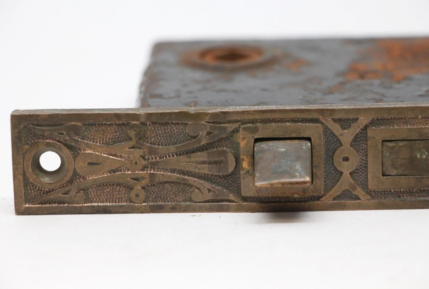 Cast Iron Mortise Lock With Brass Ornate Faceplate 8 Cast Iron Mortise Lock With Brass Ornate Faceplate - Image 6