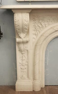 Heavily Carved Victorian Arched Statuary Marble Mantel 14 Heavily Carved Victorian Arched Statuary Marble Mantel -OGT Sale Store p262876 04