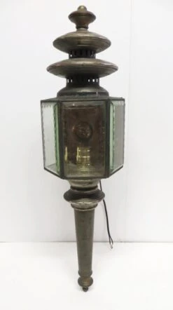 Pair Of Antique Black Victorian Carriage Lanterns -OGT Sale Store p263123 06