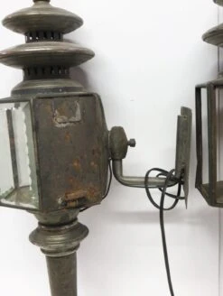 Pair Of Antique Black Victorian Carriage Lanterns -OGT Sale Store p263123 11
