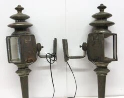 Pair Of Antique Black Victorian Carriage Lanterns -OGT Sale Store p263123 12