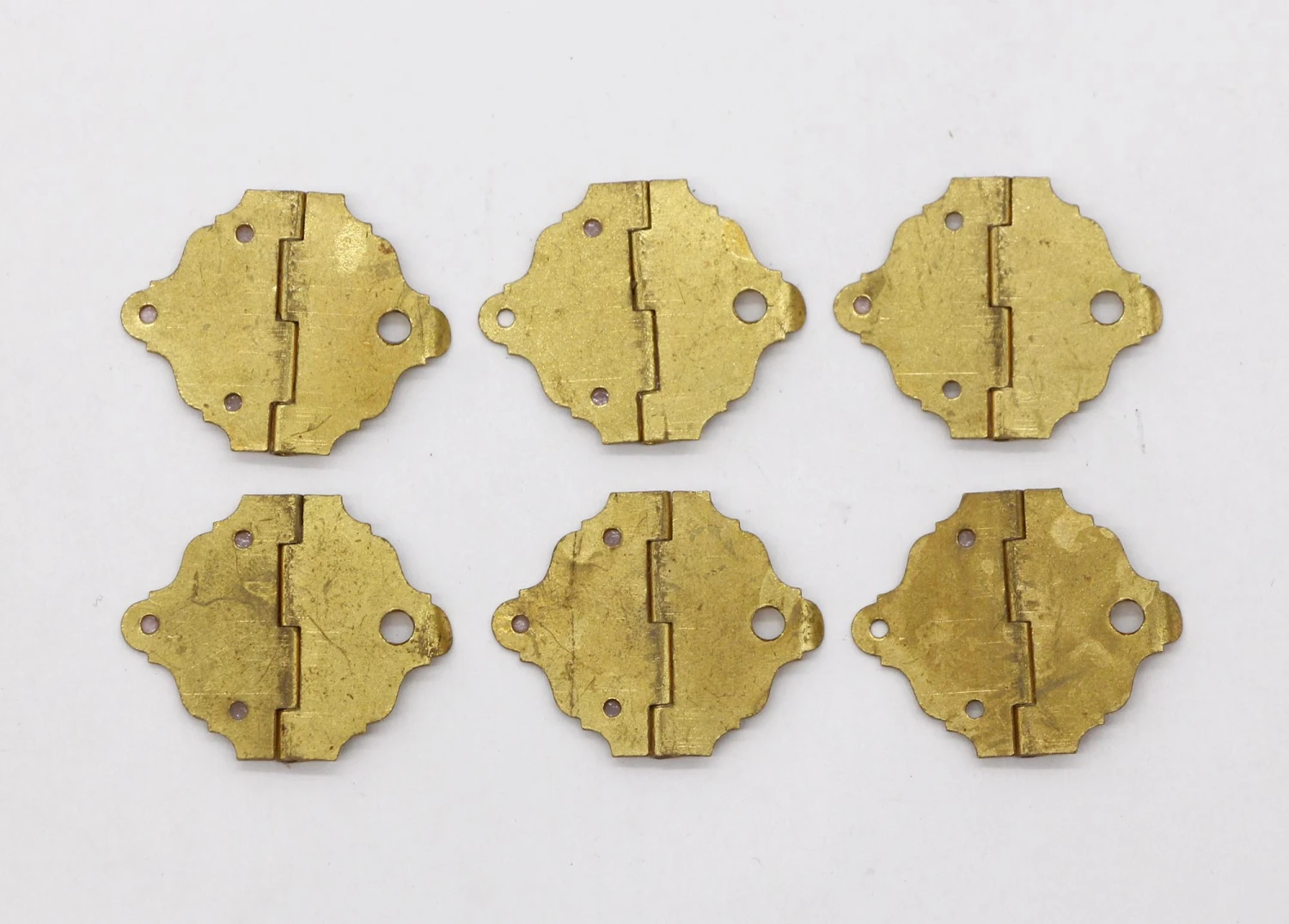 Set Of 6 Brass Vintage Box Furniture Cabinet Hinges 7 Set Of 6 Brass Vintage Box Furniture Cabinet Hinges - Image 5