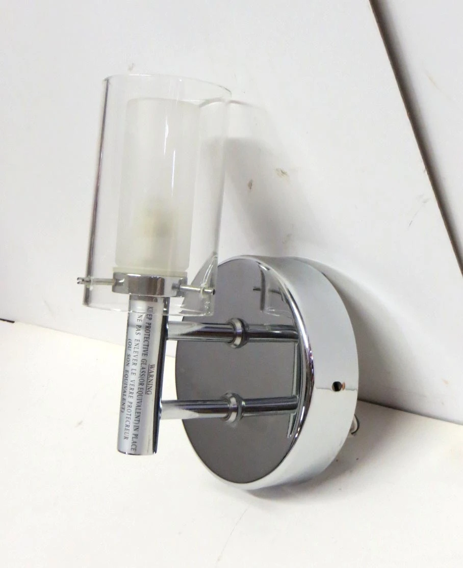 Pair Of Chrome Plated Glass Shades Modern Wall Sconces 6 Pair Of Chrome Plated Glass Shades Modern Wall Sconces - Image 4