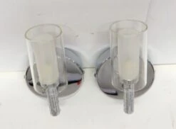 Pair Of Chrome Plated Glass Shades Modern Wall Sconces 23 Pair Of Chrome Plated Glass Shades Modern Wall Sconces -OGT Sale Store p263632 10