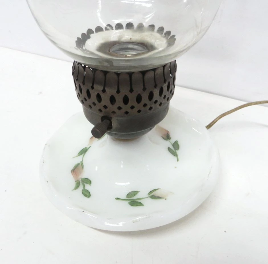 Pair Of Etched Hurricane Glass Table Lamps 6 Pair Of Etched Hurricane Glass Table Lamps - Image 4