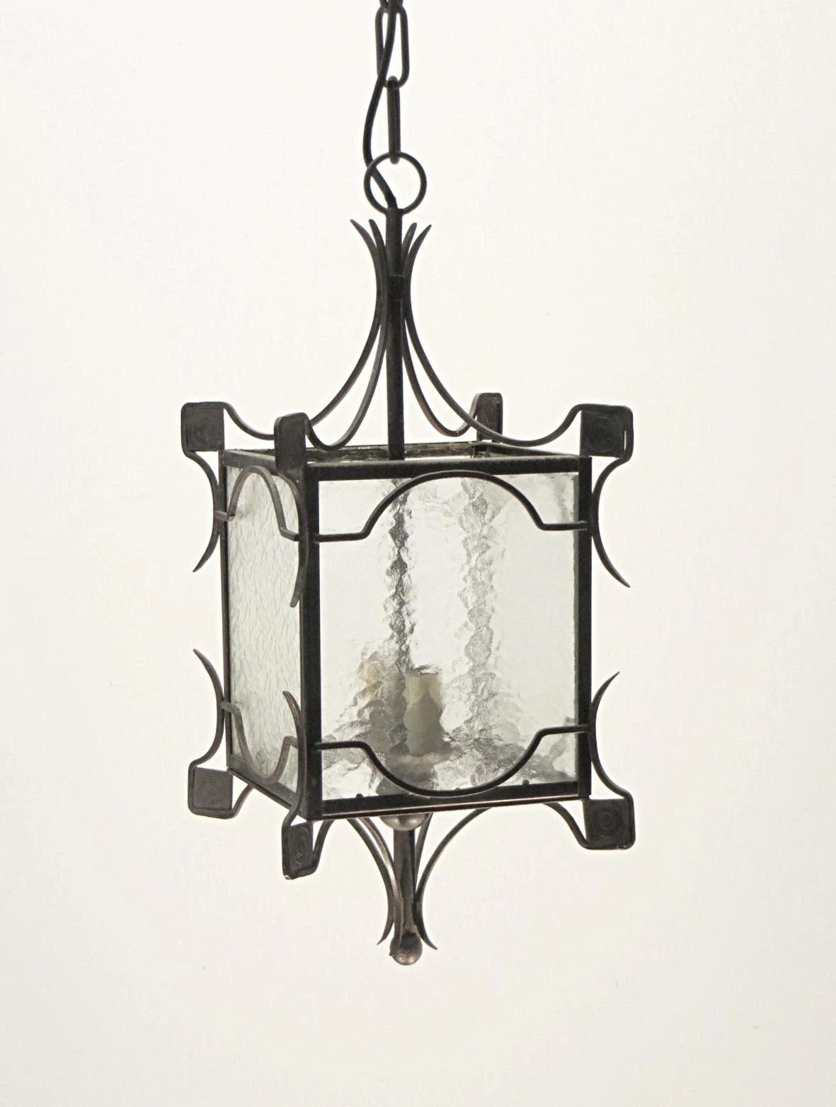 Simple Iron & Clear Hammered Glass Ceiling Lantern 6 Simple Iron & Clear Hammered Glass Ceiling Lantern - Image 4