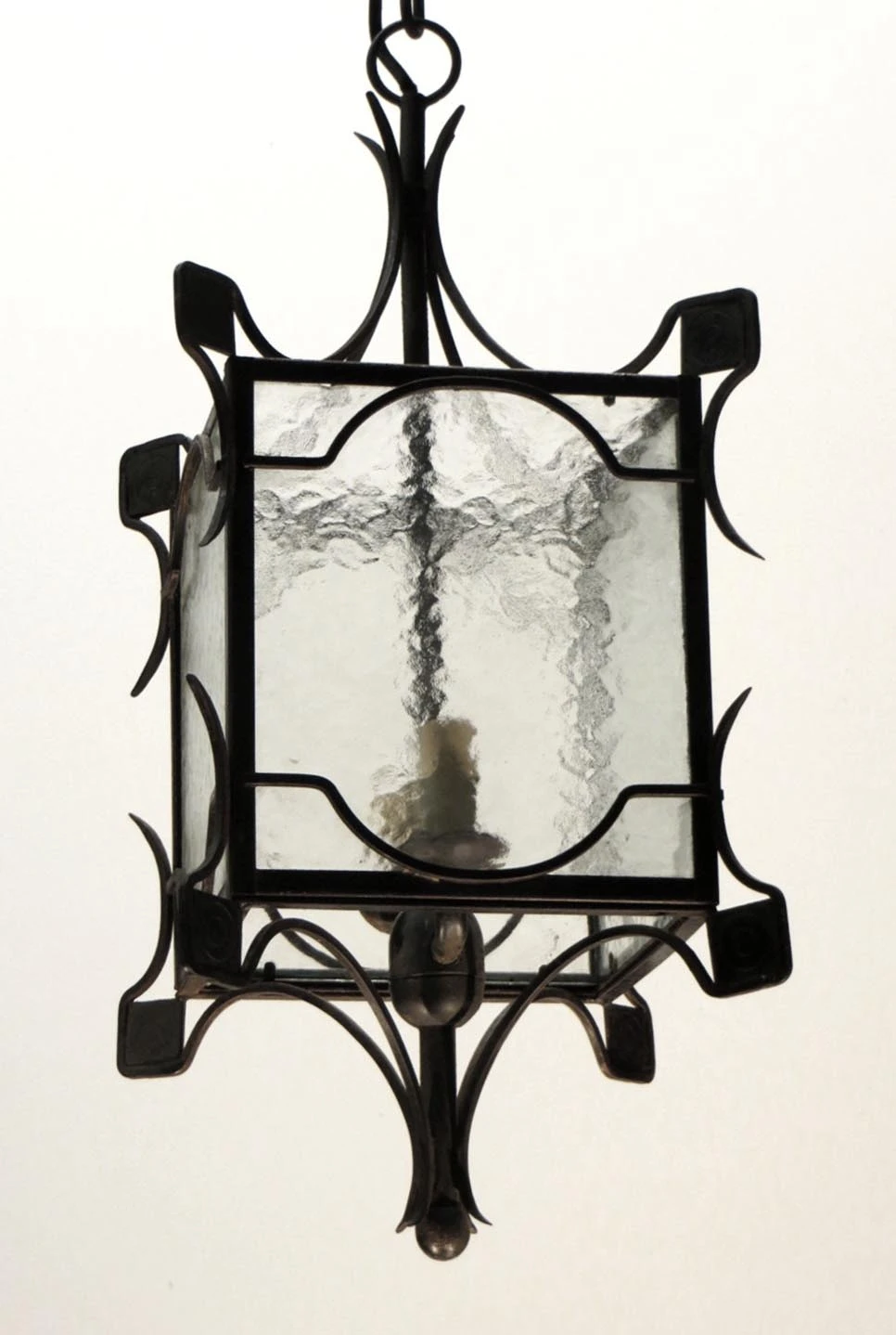 Simple Iron & Clear Hammered Glass Ceiling Lantern 8 Simple Iron & Clear Hammered Glass Ceiling Lantern - Image 6