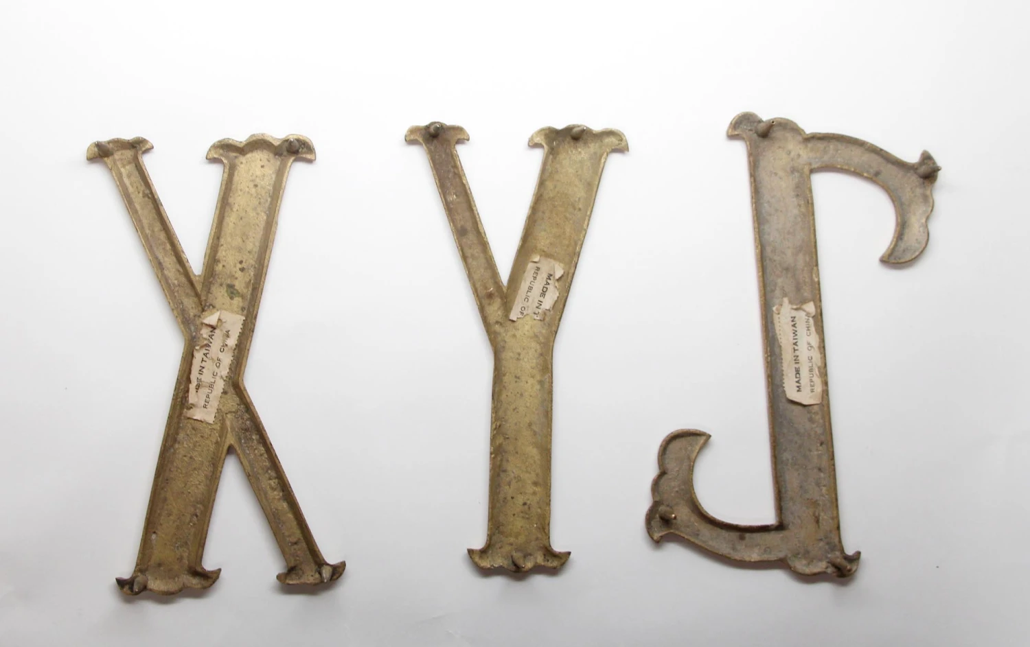 Vintage Small 7.75 In. XYZ Brass Letter Set 7 Vintage Small 7.75 In. XYZ Brass Letter Set - Image 5