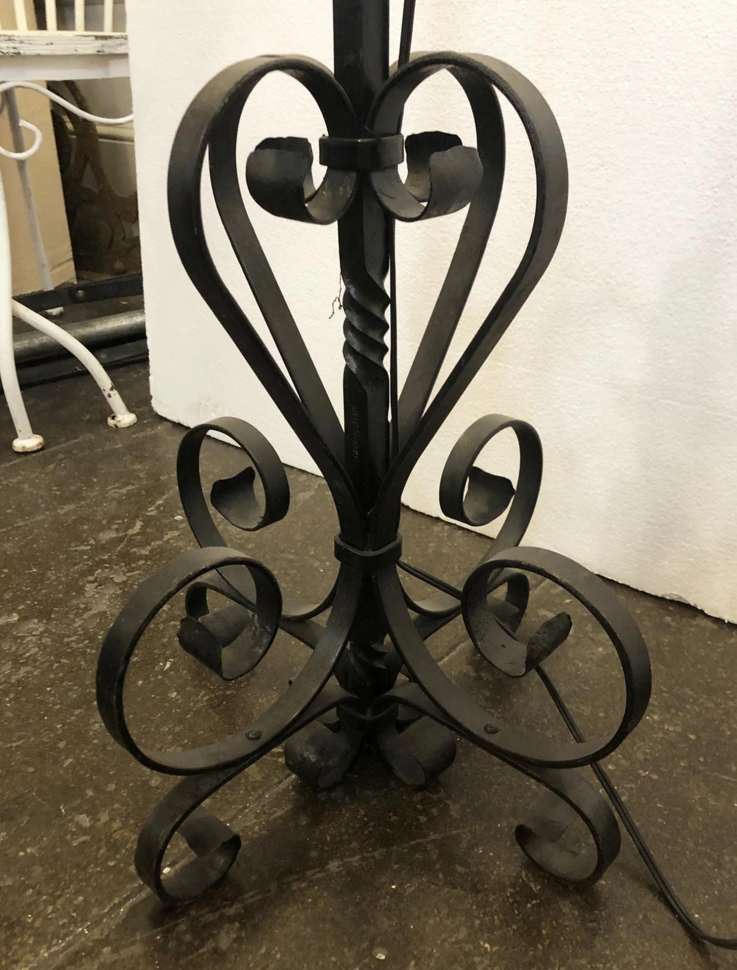 Restored Standing Wrought Iron Lamp 6 Restored Standing Wrought Iron Lamp - Image 4
