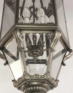 Antique Cast Bronze And Beveled Glass Ceiling Lantern 12 Antique Cast Bronze And Beveled Glass Ceiling Lantern -OGT Sale Store p265018 04