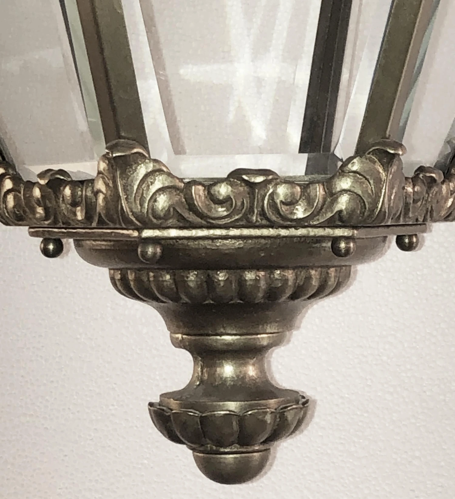 Antique Cast Bronze And Beveled Glass Ceiling Lantern 7 Antique Cast Bronze And Beveled Glass Ceiling Lantern - Image 5