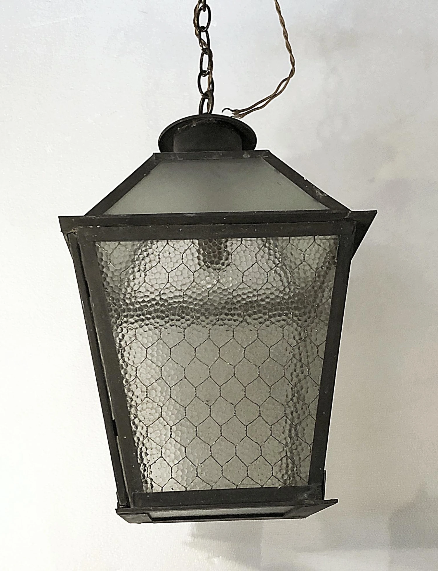 Vintage Industrial Chicken Wire Glass Outdoor Copper Lantern 6 Vintage Industrial Chicken Wire Glass Outdoor Copper Lantern - Image 4
