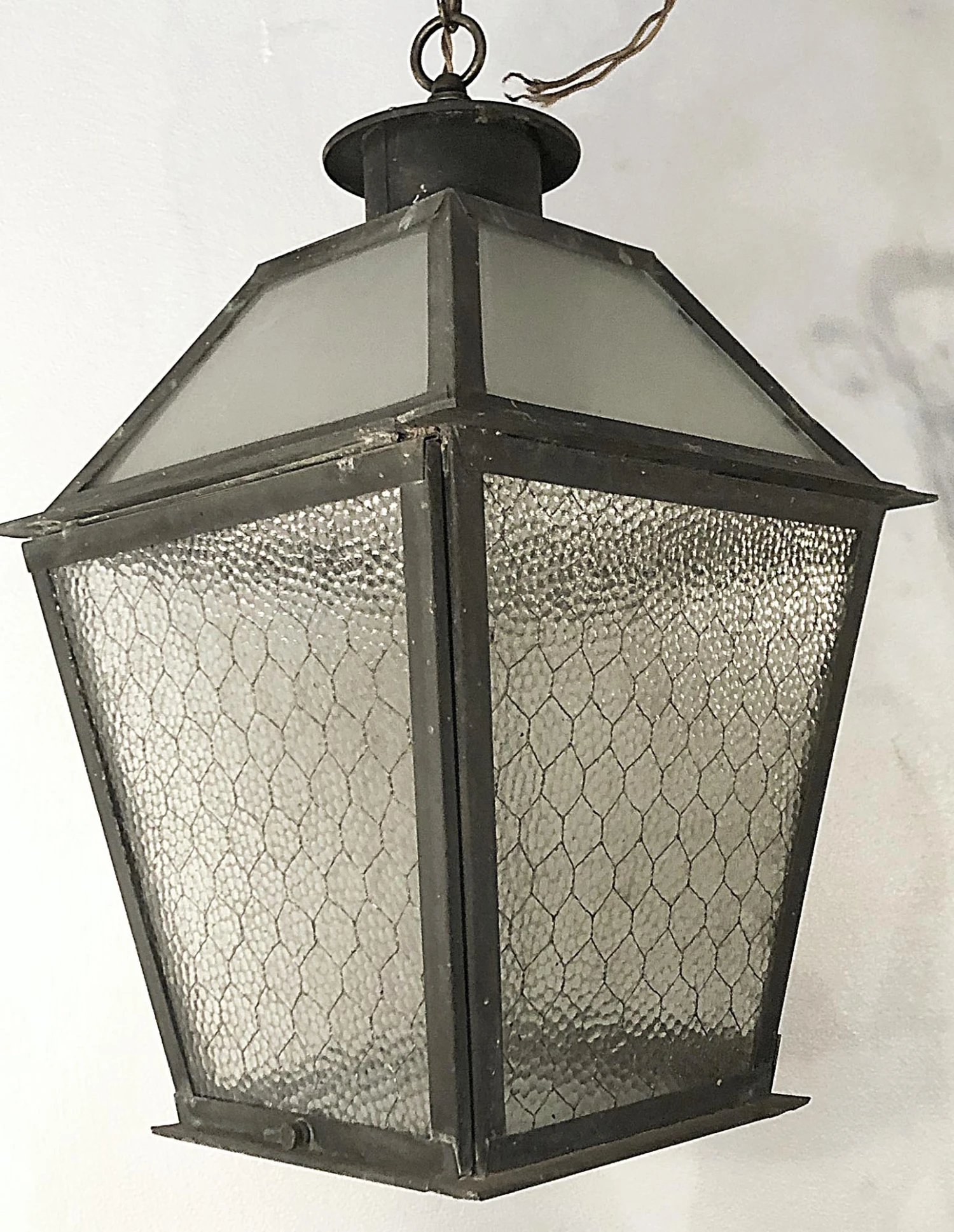 Vintage Industrial Chicken Wire Glass Outdoor Copper Lantern 7 Vintage Industrial Chicken Wire Glass Outdoor Copper Lantern - Image 5