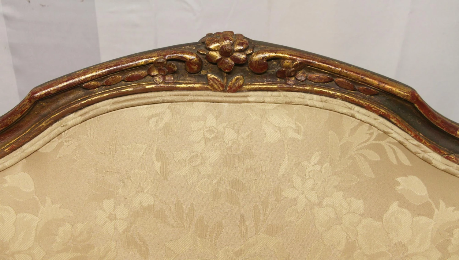 Antique Carved Wood Stuffed Wing Back Chair 6 Antique Carved Wood Stuffed Wing Back Chair - Image 4