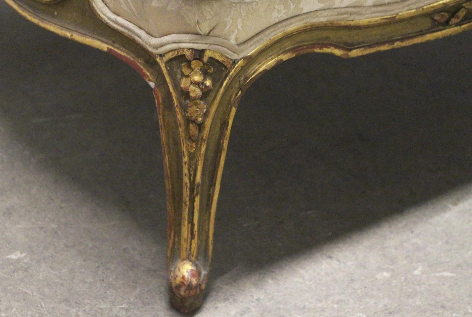 Antique Carved Wood Stuffed Wing Back Chair 9 Antique Carved Wood Stuffed Wing Back Chair - Image 7