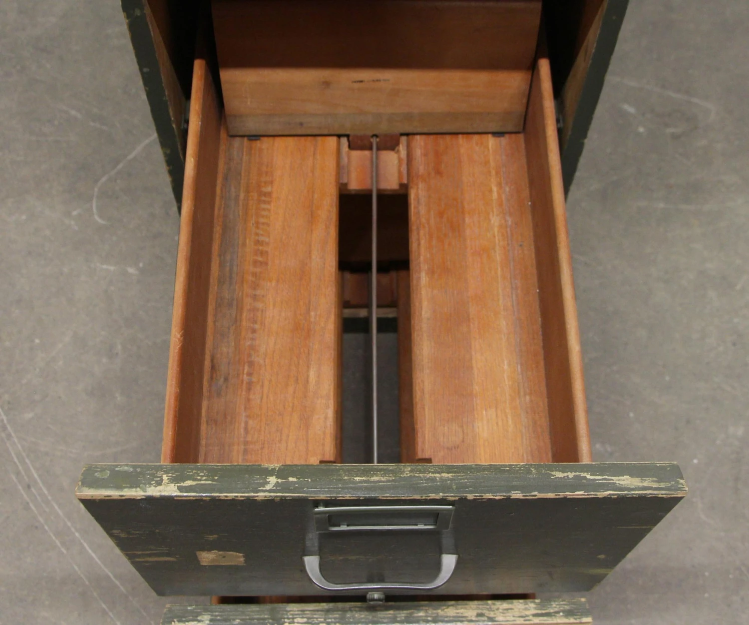 Vintage 4 Drawer Wooden Green File Cabinet 8 Vintage 4 Drawer Wooden Green File Cabinet - Image 6