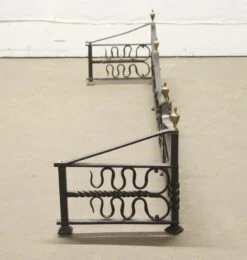 Antique Wrought Iron Fireplace Fender With Brass Details 16 Antique Wrought Iron Fireplace Fender With Brass Details -OGT Sale Store p266096 07