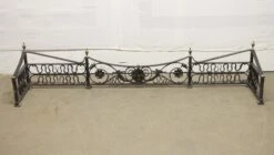 Antique Wrought Iron Fireplace Fender With Brass Details 17 Antique Wrought Iron Fireplace Fender With Brass Details -OGT Sale Store p266096 08
