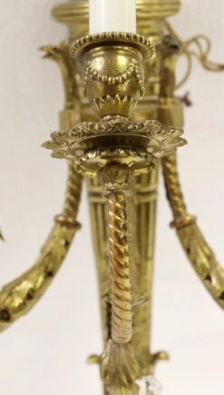 Antique French Torche Brass & Crystal 3 Arm Sconces -OGT Sale Store p266117 04