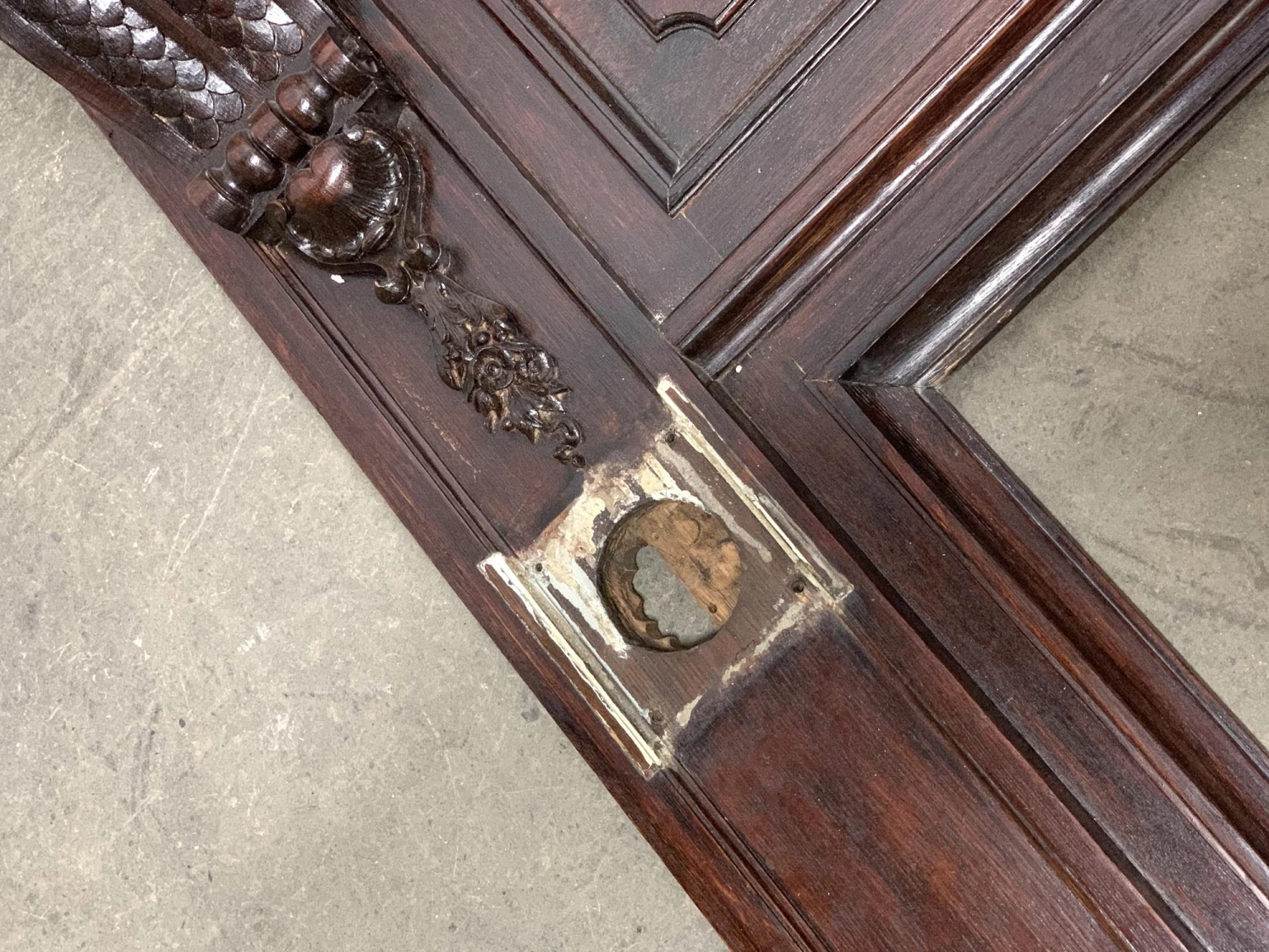 1940s Rococo Walnut Fireplace Mantel With Carved Details 9 1940s Rococo Walnut Fireplace Mantel With Carved Details - Image 7