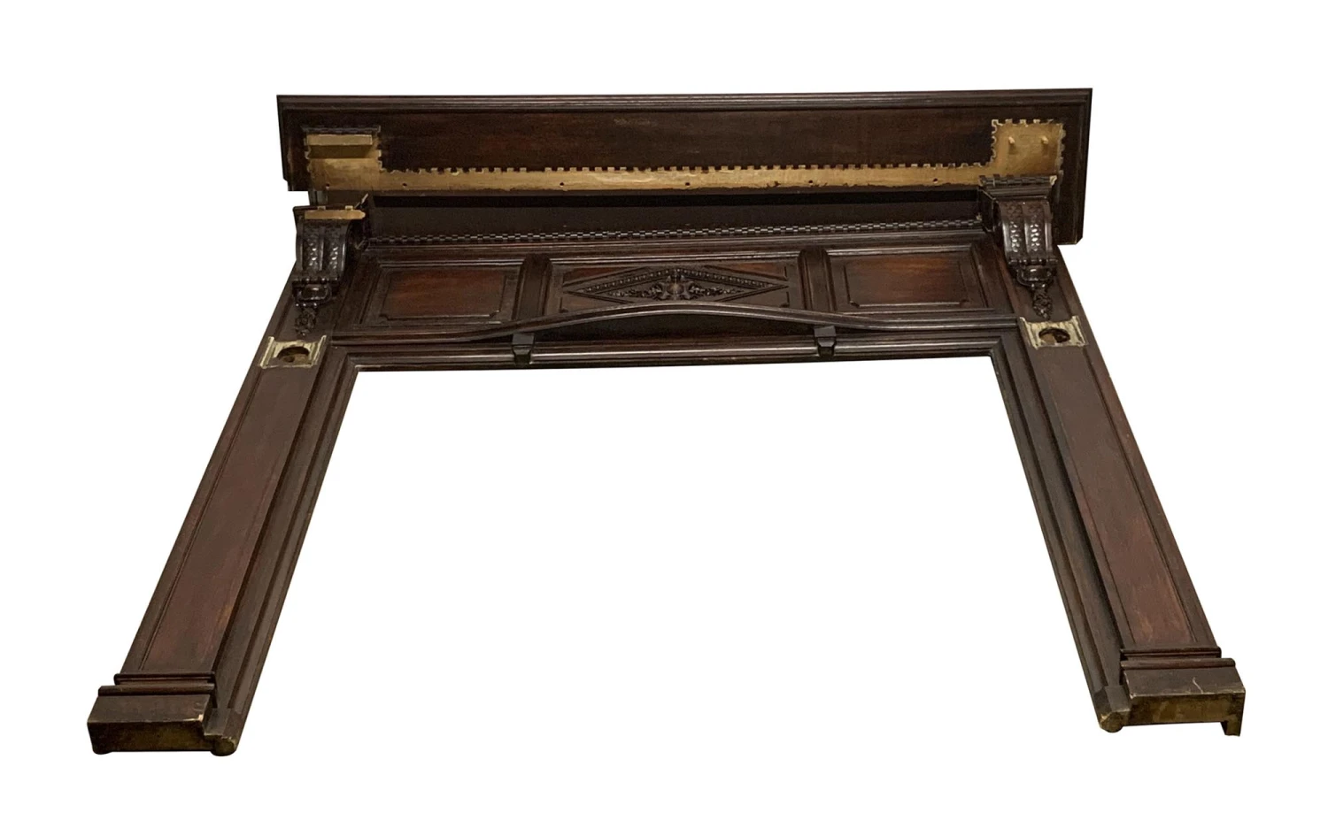 1940s Rococo Walnut Fireplace Mantel With Carved Details 10 1940s Rococo Walnut Fireplace Mantel With Carved Details - Image 8