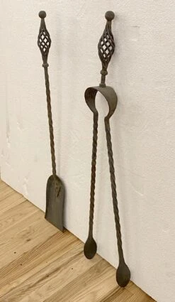Antique Wrought Iron Fire Place Tool Set 23 Antique Wrought Iron Fire Place Tool Set -OGT Sale Store p267217 10