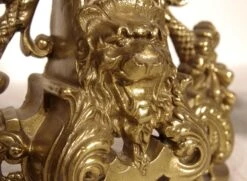 Pair Of Antique Highly Ornate Lion Brass Chenets 19 Pair Of Antique Highly Ornate Lion Brass Chenets -OGT Sale Store p267330 06