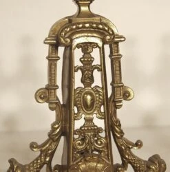 Pair Of Antique Highly Ornate Lion Brass Chenets 21 Pair Of Antique Highly Ornate Lion Brass Chenets -OGT Sale Store p267330 08