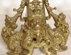 Pair Of Antique Highly Ornate Lion Brass Chenets 22 Pair Of Antique Highly Ornate Lion Brass Chenets -OGT Sale Store p267330 09