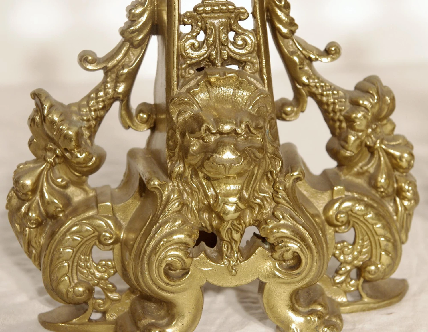 Pair Of Antique Highly Ornate Lion Brass Chenets 11 Pair Of Antique Highly Ornate Lion Brass Chenets - Image 9