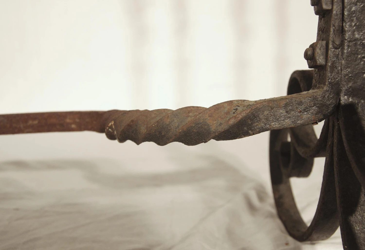 Antique Turned Wrought Iron Pair Of Andirons 6 Antique Turned Wrought Iron Pair Of Andirons - Image 4