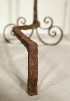Antique Turned Wrought Iron Pair Of Andirons 13 Antique Turned Wrought Iron Pair Of Andirons -OGT Sale Store p267333 06