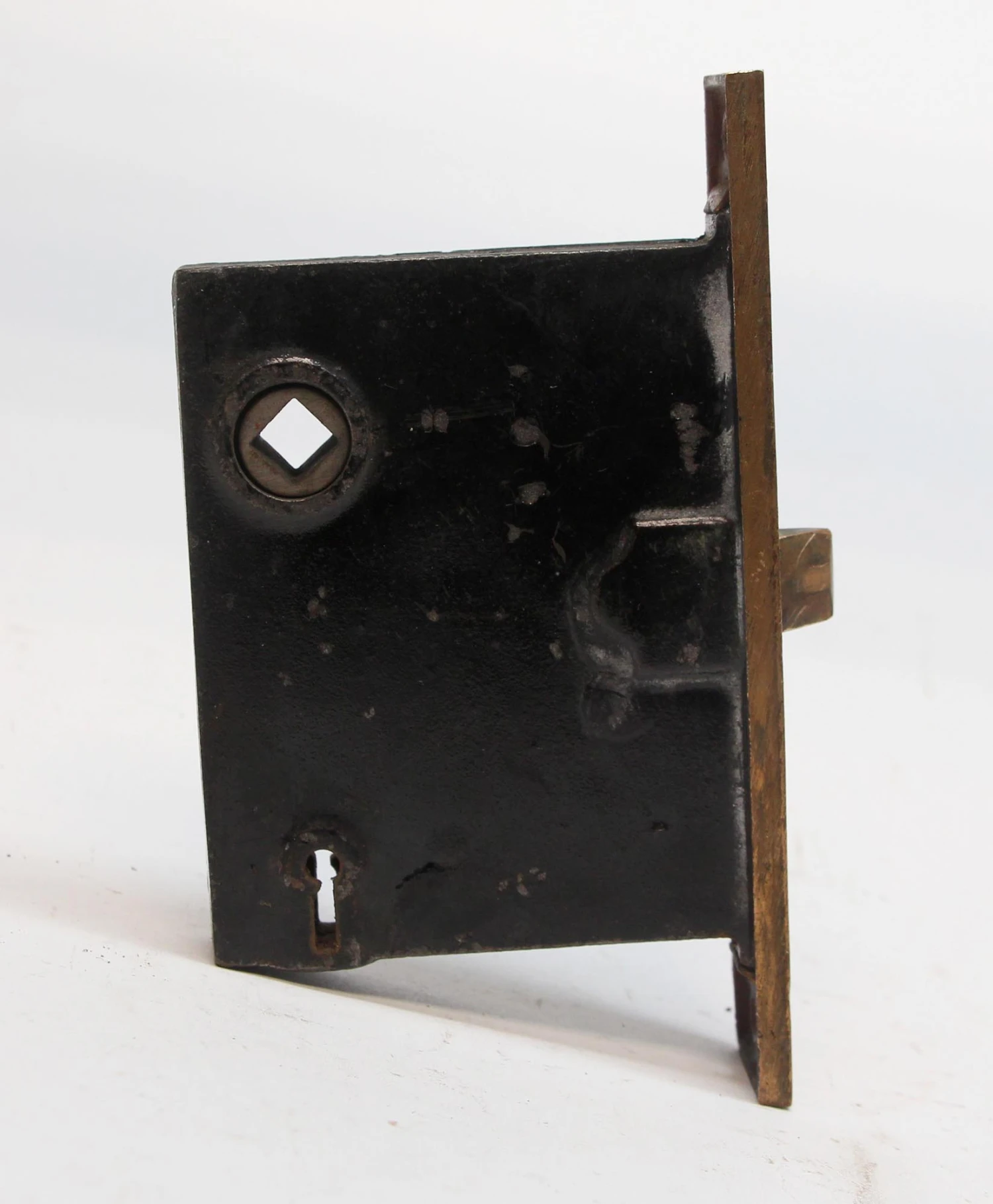 Antique Victorian Brass & Cast Iron Passage Mortise Door Lock 6 Antique Victorian Brass & Cast Iron Passage Mortise Door Lock - Image 4