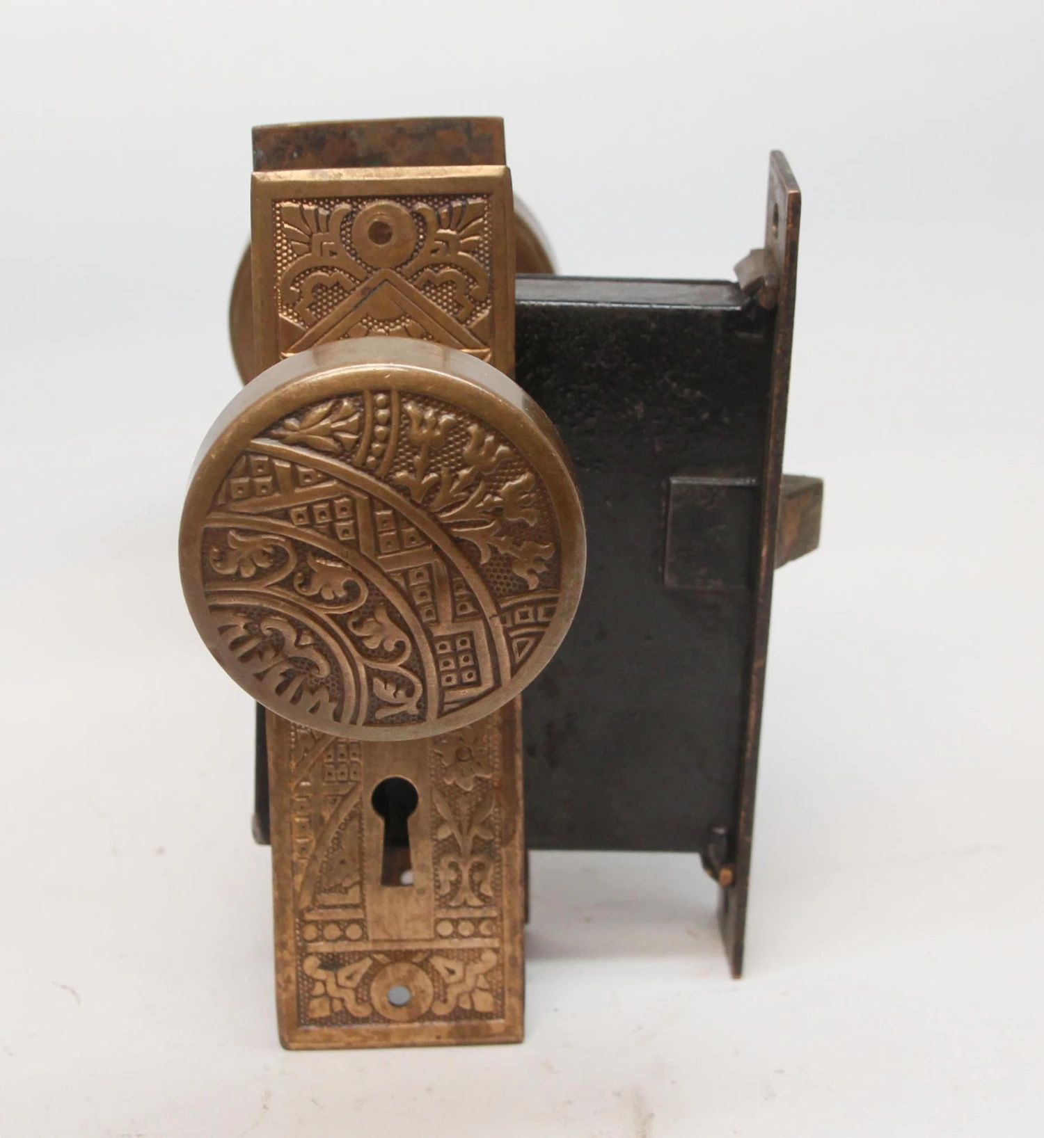 Antique Ceylon Bronze & Cast Iron Passage Door Set 6 Antique Ceylon Bronze & Cast Iron Passage Door Set - Image 4