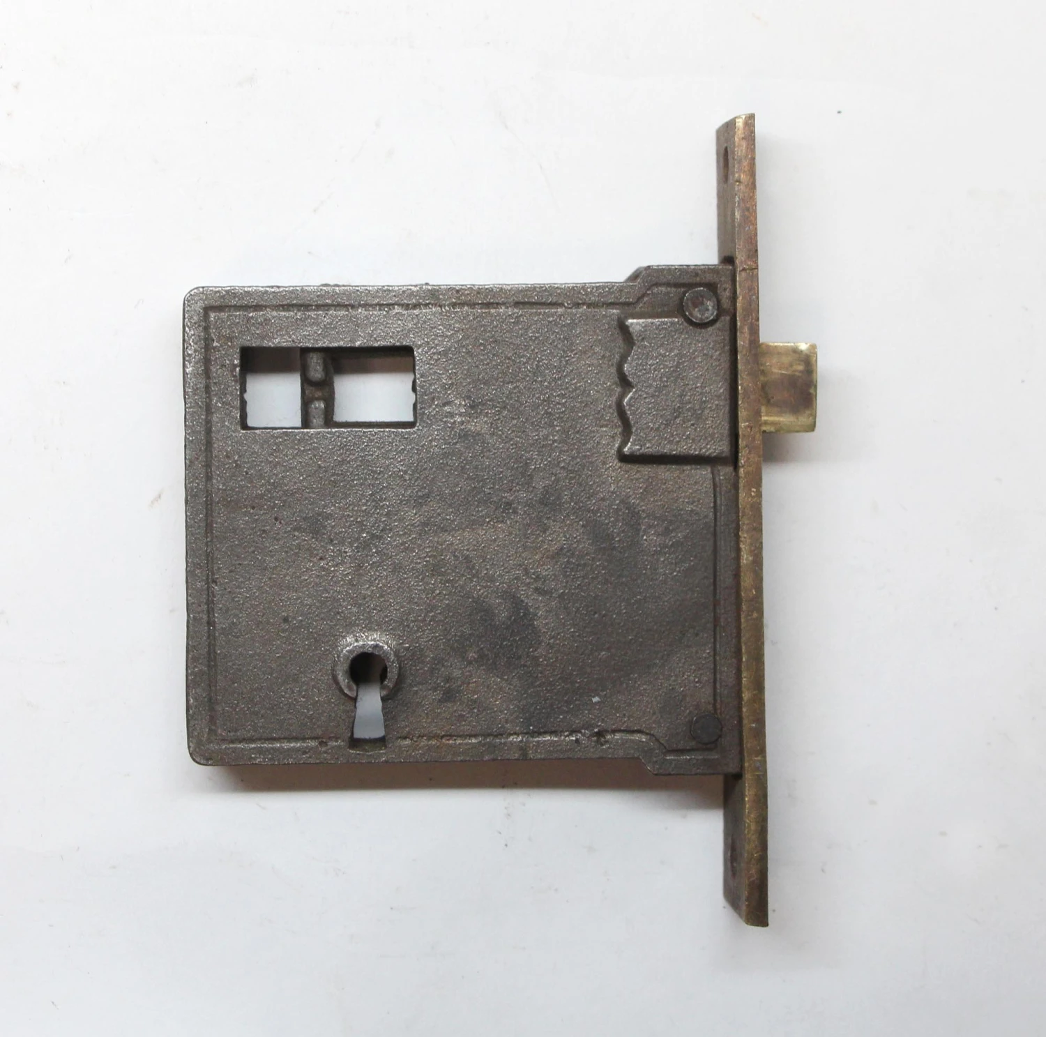 Antique Gilbert Lock Co. Brass & Cast Iron Passage Mortise Door Lock 6 Antique Gilbert Lock Co. Brass & Cast Iron Passage Mortise Door Lock - Image 4