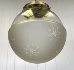 1920s Etched Glass Globe Light With Brass Pole Fitter 11 1920s Etched Glass Globe Light With Brass Pole Fitter -OGT Sale Store p267833 05