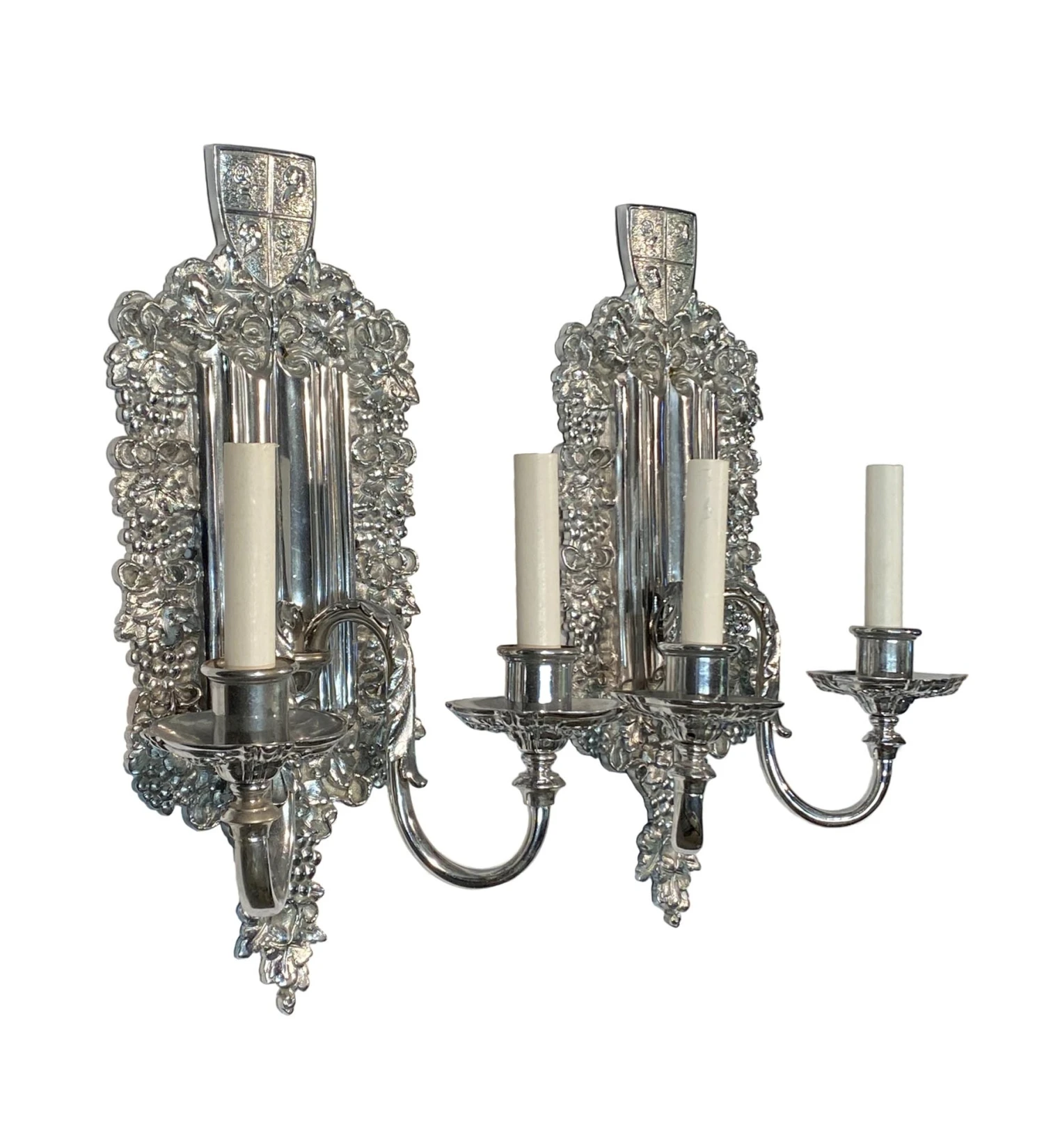1900s Pair Of E.F Caldwell American Silvered Bronze Wall Sconces 6 1900s Pair Of E.F Caldwell American Silvered Bronze Wall Sconces - Image 4