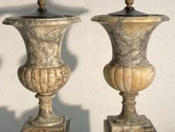 Pair Of Marble Table Lamps With Wreath Motif Bases -OGT Sale Store p267867 06